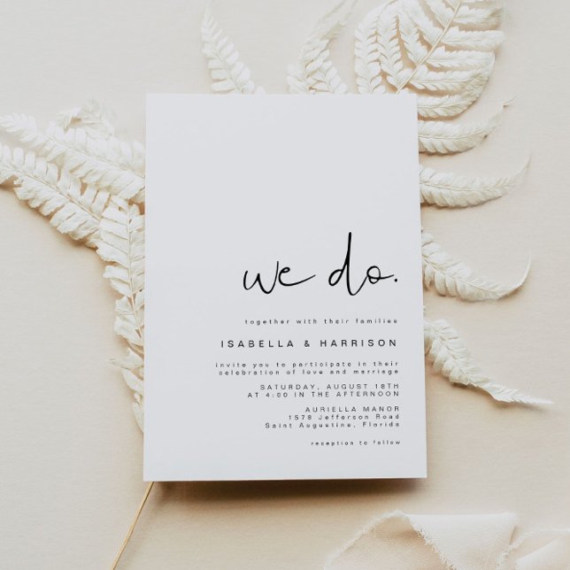 Edgy Modern Minimalist Simple We Do Wedding Invitation (Creator Uploaded)