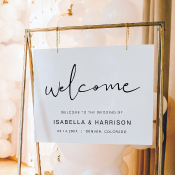 Edgy Modern Minimalist Simple Wedding Welcome Poster by UnmeasuredEvent at Zazzle