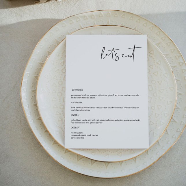 Edgy Modern Minimalist Wedding Menu Card (Creator Uploaded)