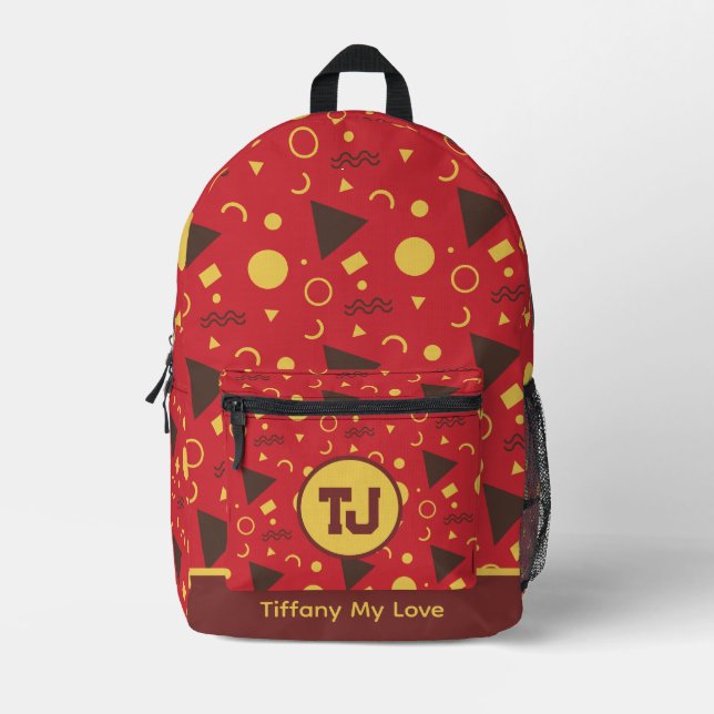 Edgy Name Monogrammed Personalized Sports Backpack (Front)