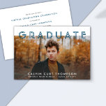 Edgy Navy Blue Photo Virtual Graduation for Boys Invitation<br><div class="desc">Invite your friends and loved ones to a virtual graduation celebration via zoom video conferencing,  internet live streaming or a virtual reality game with this modern,  chic and edgy navy blue graduation invitation. Personalize the virtual event details at the back. You can also change the photo.</div>
