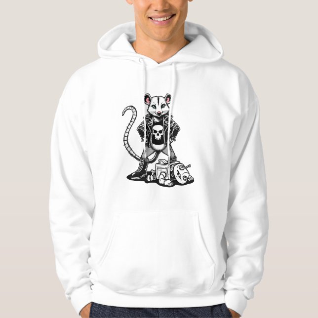 Edgy Punk Rat Rodent Rebellion Alternative Urban  Hoodie (Front)