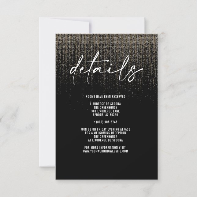 Edgy QR Champagne Glitter Details Card (Front)