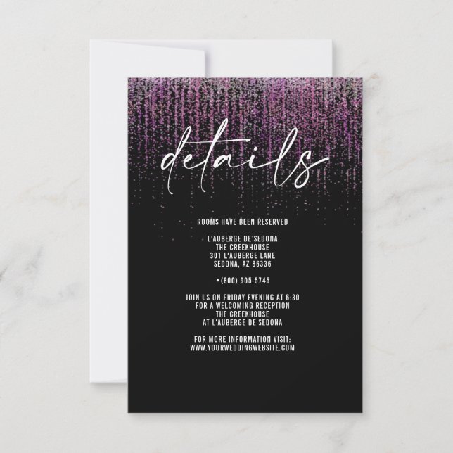 Edgy QR Magenta Glitter Details Card (Front)