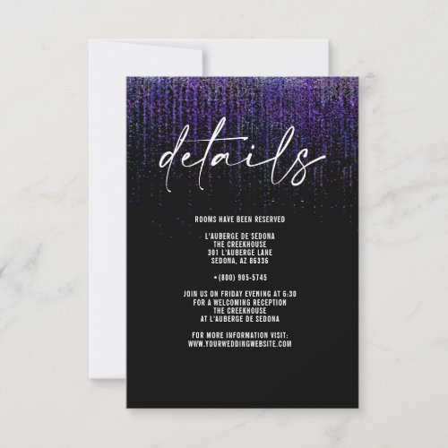 Edgy QR Purple Glitter Details Card