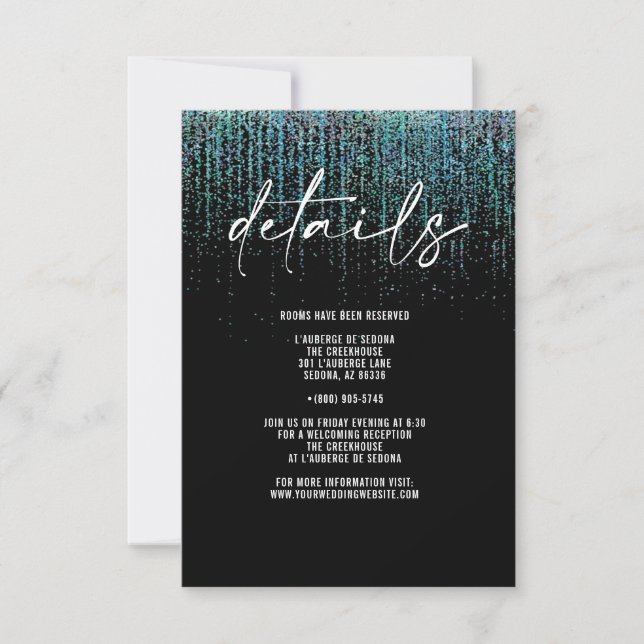 Edgy QR Teal Glitter Details Card (Front)
