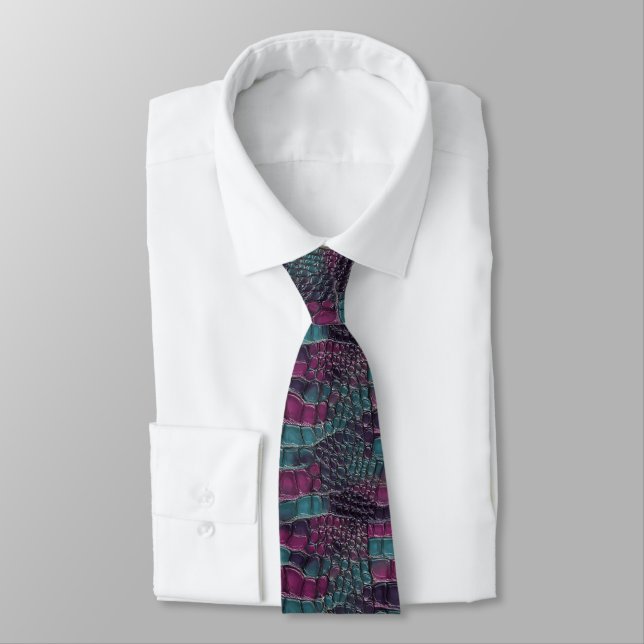 Edgy Retirement Gifts For Husband Crocodile Print  Neck Tie (Tied)