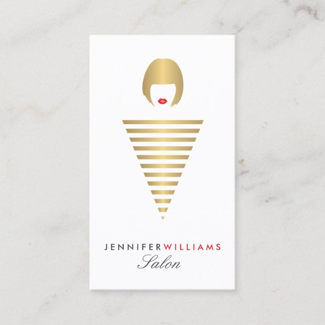 Edgy Retro Mod Hair Stylist, Salon, Blogger Business Card (Front)