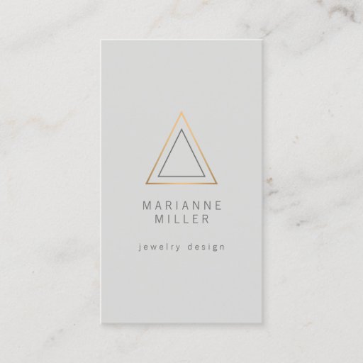 Customizable Edgy and Modern Rose Gold Triangle Logo on Lt Gray Business Card Templates