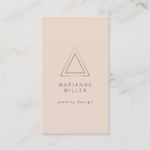 Edgy Rose Gold Triangle Logo on Peach Business Card