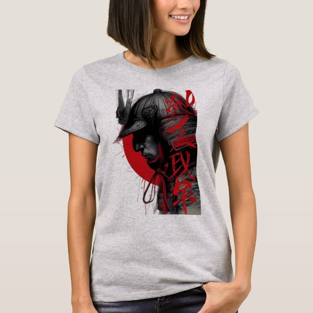 Edgy Samurai Warrior Red Sun Japanese Ink Women's T-Shirt (Front)