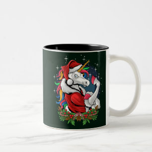 Edgy Santa Unicorn Two-Tone Coffee Mug