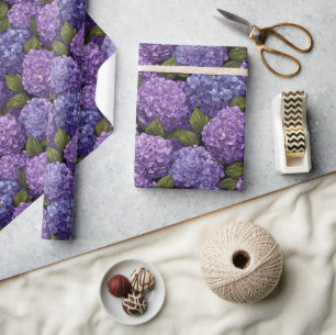 Edgy Serene Hydrangea Flower Wrapping Paper