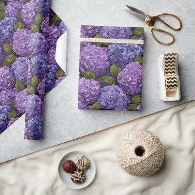 Edgy Serene Hydrangea Flower Wrapping Paper