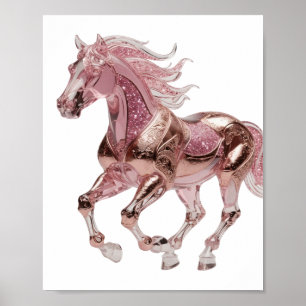 Edgy Silver PINK GLITTER HORSE Statement Design Poster