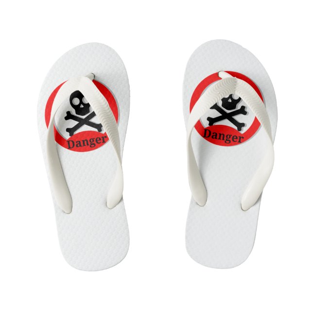 Edgy Skull and Crossbones Flip-Flops Kid's Flip Flops (Footbed)
