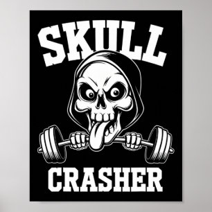 Edgy Skull Bodybuilding Barbell Tongue Workout Gym Poster