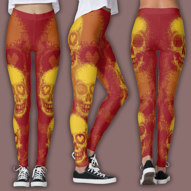 Edgy Skull Pattern | Red and Yellow Leggings (Creator Uploaded)