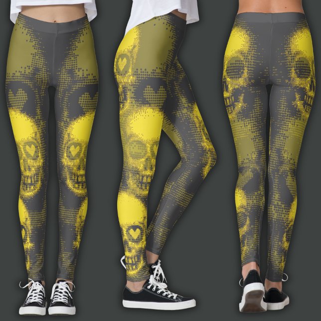 Edgy Skull | Yellow & Grey Leggings (Creator Uploaded)