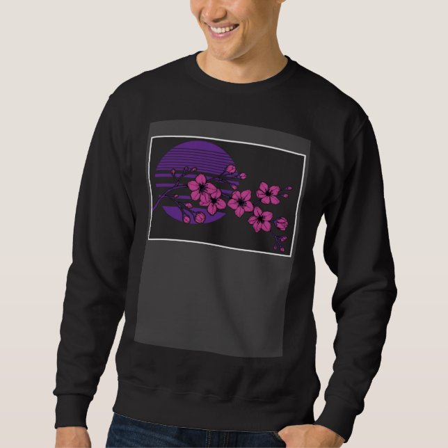 Edgy Soft Grunge Japanese Cherry Blossom Tree Aest Sweatshirt (Front)