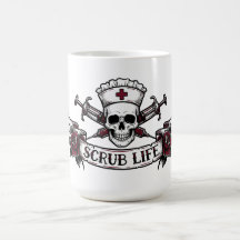 Edgy Tattoo Skull Nurse Scrub Life 
