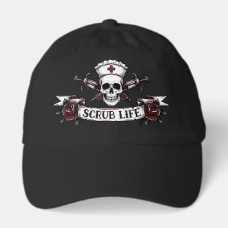 Edgy Tattoo Skull Nurse Scrub Life Hat