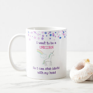 Edgy Unicorn with Rainbow and Confetti Funny Coffee Mug