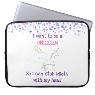 Edgy Unicorn with Rainbow and Confetti Funny Laptop Sleeve