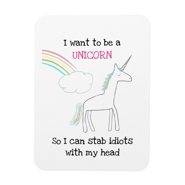 Edgy Unicorn with Rainbow and Confetti Funny Magnet (Vertical)