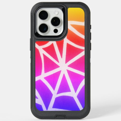 Edgy Unique Rainbow Spiderweb Art design iPhone 15 Pro Max Case