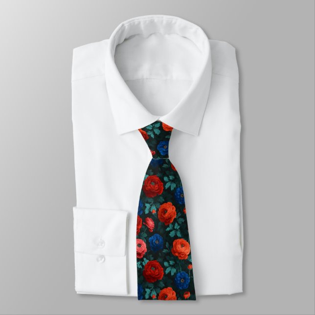 Edgy Valentine Gifts For Dad Ranunculus Flower Neck Tie (Tied)
