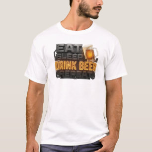 Edgy White EAT SLEEP DRINK BEER REPEAT 2 BG T-Shirt