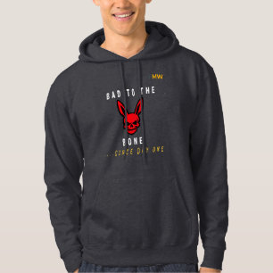 Edgy Y2K Bad To The Bone Dog Skull Hoodie 