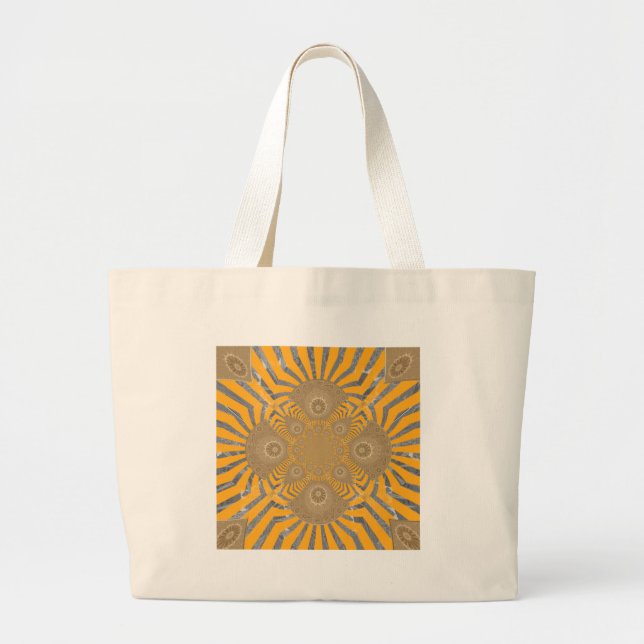 Edgy Zebra Elegance: A Golden Yellow Print Large Tote Bag (Front)