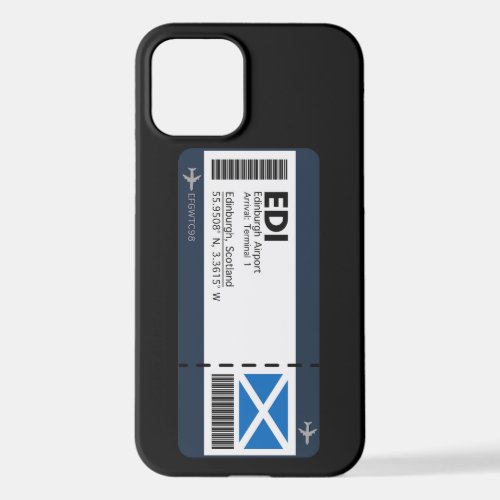 EDI Edinburgh Boarding Pass _ Scotland Ticket iPhone 12 Case