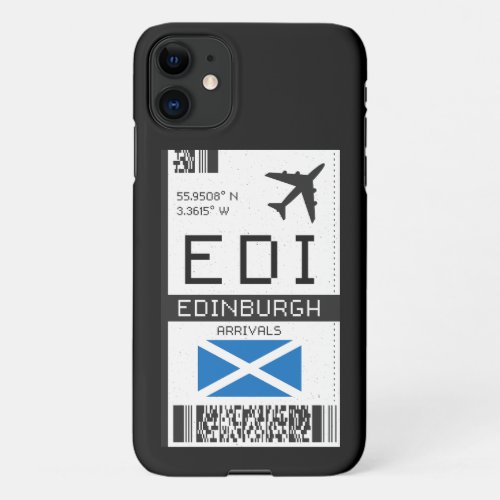 EDI Edinburgh Scotland Airport Boarding Pass _ UK iPhone 11 Case