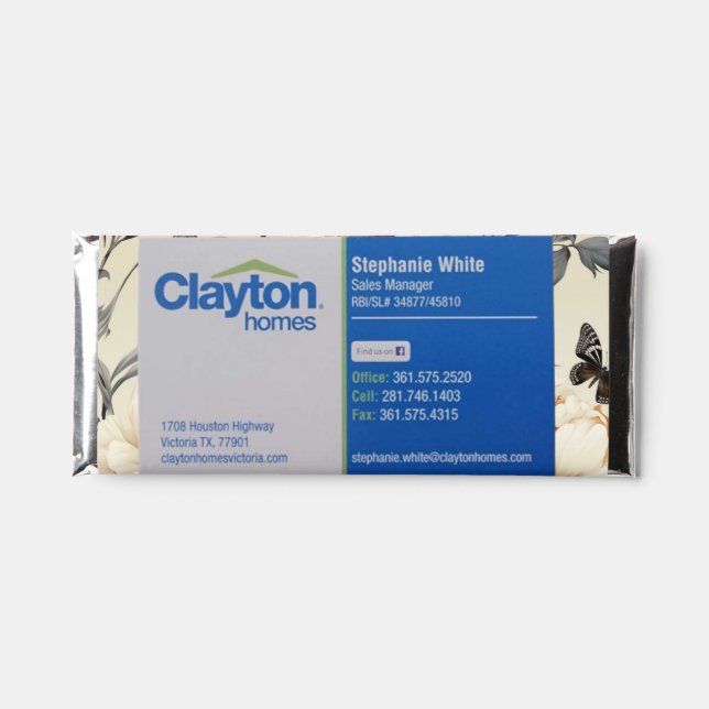 Edible Business Cards Hershey Bar Favors (Front)