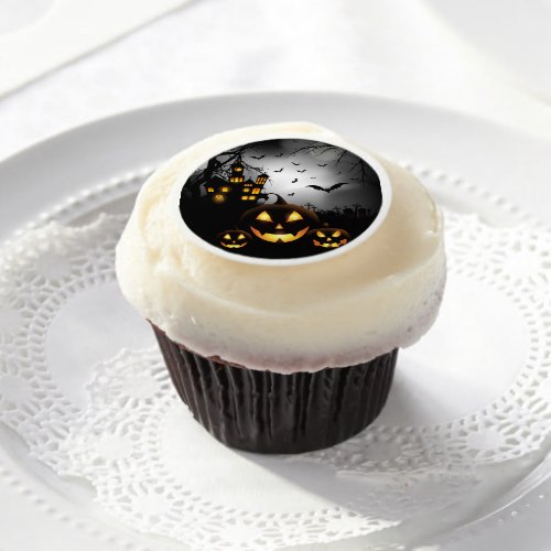 Edible Frosting Rounds_Halloween Haunted Pumpkins Edible Frosting Rounds