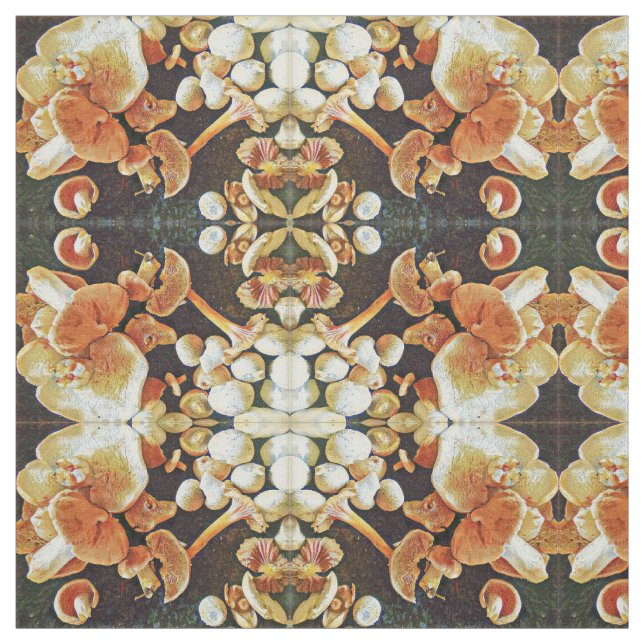 Edible Mushrooms Kaleidoscope Fabric (Swatch)