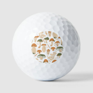 Edible Mushrooms Linocut Vintage Pattern Golf Balls