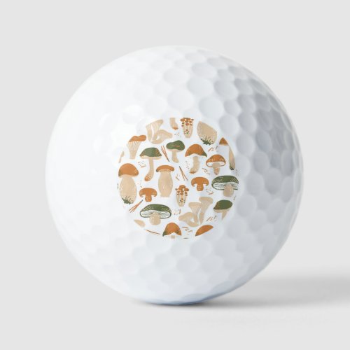 Edible Mushrooms Linocut Vintage Pattern Golf Balls