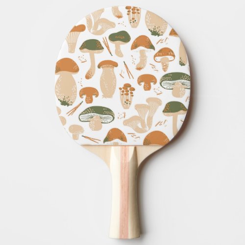 Edible Mushrooms Linocut Vintage Pattern Ping Pong Paddle