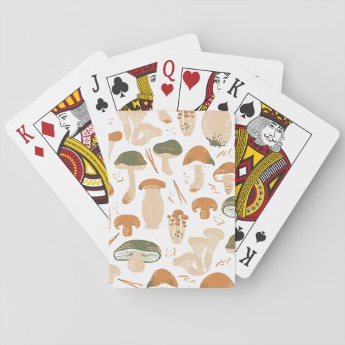 Edible Mushrooms Linocut Vintage Pattern Playing Cards