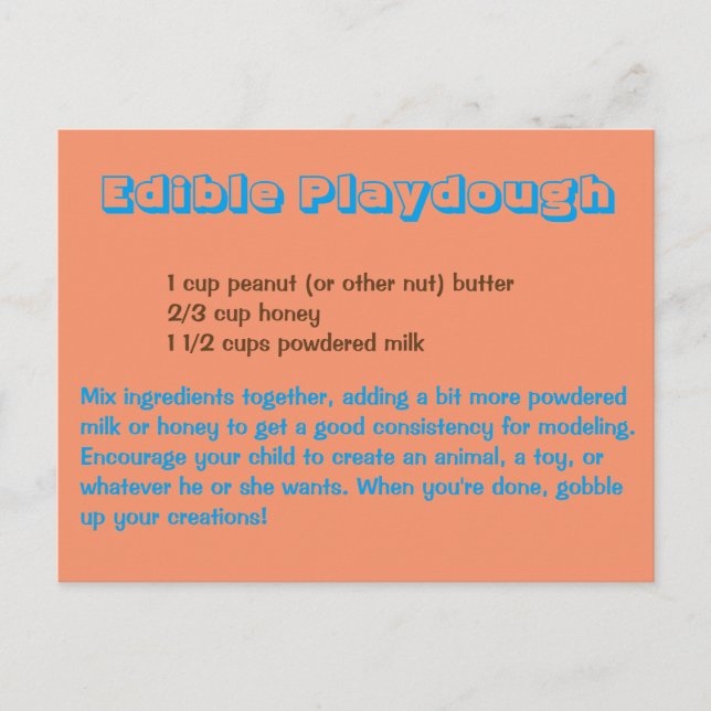 Edible Playdough with Blue Font Postcard (Front)