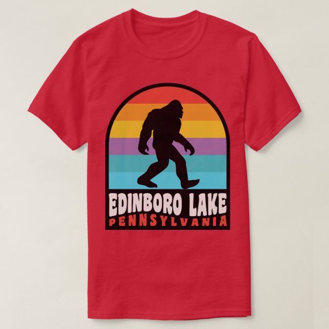 Edinboro Lake Pennsylvania Retro Sunset T-Shirt (Design Front)