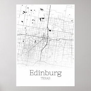 Edinburg Map - Texas - City Map Poster