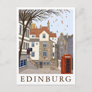 Edinburg Scotland Travel Illustration Postcard