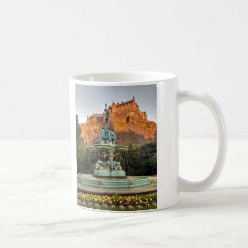 Edinburgh Castle Fountain Princes Street Gardens Coffee Mug