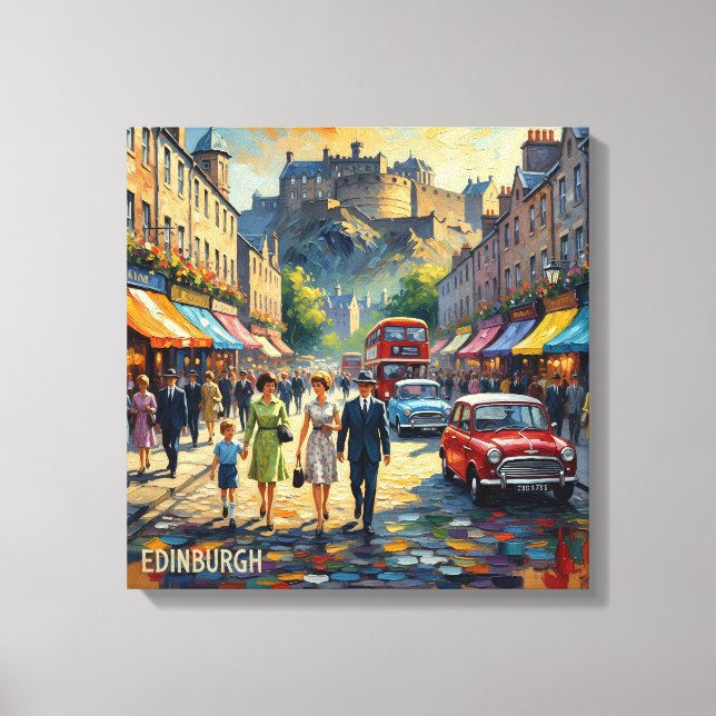 Edinburgh Castle High Street Scene Canvas Print (Front)