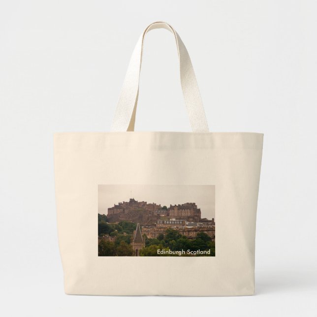 Edinburgh Castle in the Distance Personalize Large Tote Bag (Front)